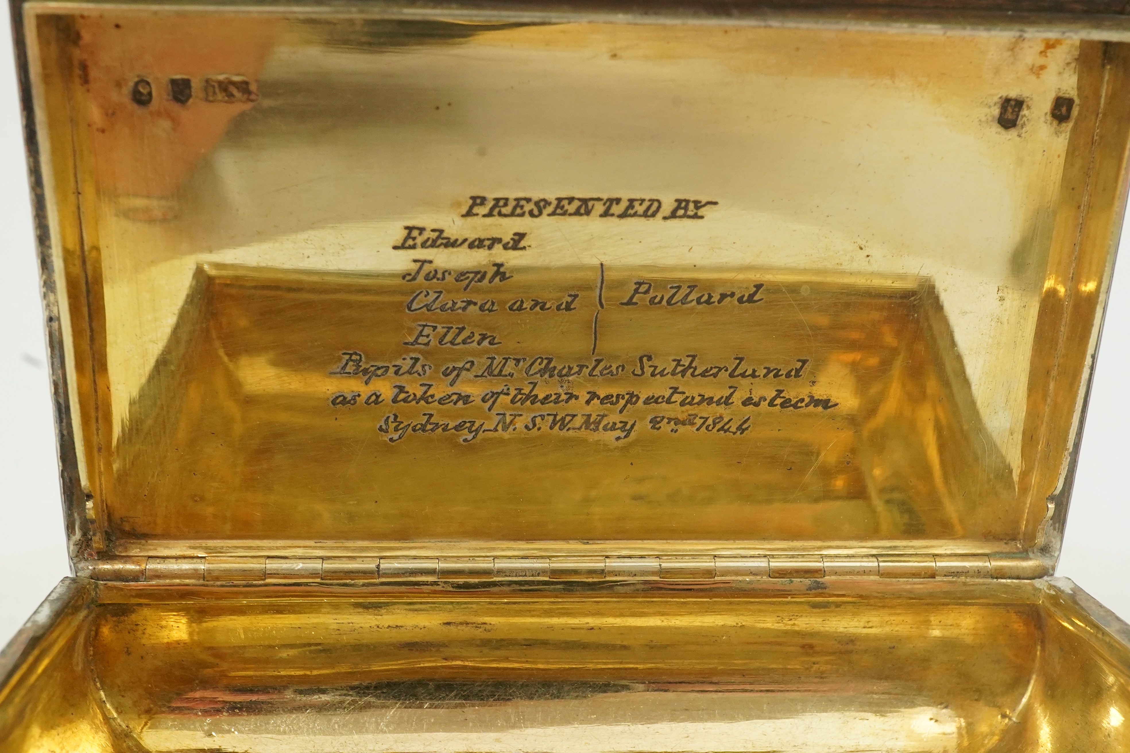 A William IV Scottish engine turned silver rectangular snuff box, by James Nasmyth